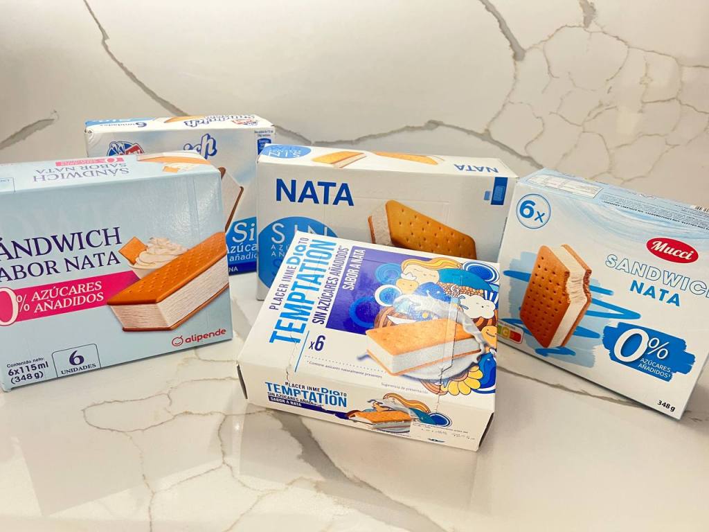 Comparativa de sándwiches de nata sin azúcar